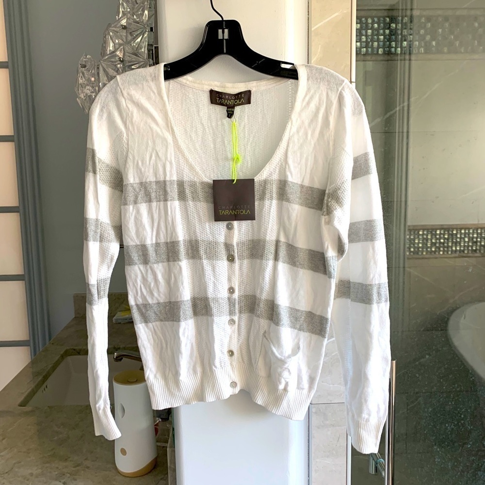 Charlotte Tarantola Striped Buttoned Down Cardigan